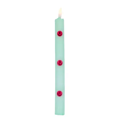 LED Kaars Smiley pastel groen met roze smileys