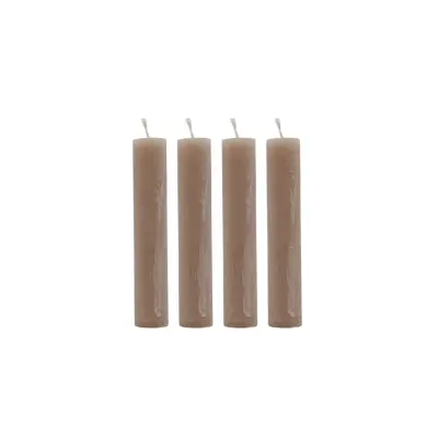 Set korte dinerkaarsen 4 stuks beige