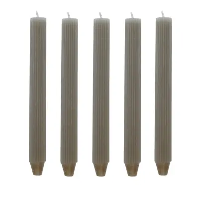 Geribbelde dinerkaars Taupe